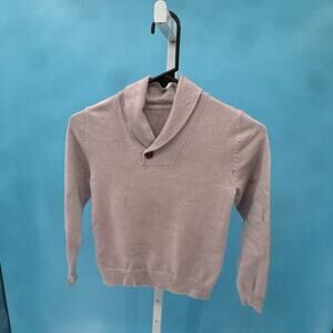 Boys Grey Knit Pullover Button-Up Sweater Shawl Collar Long Sleeve Size 130/7/8